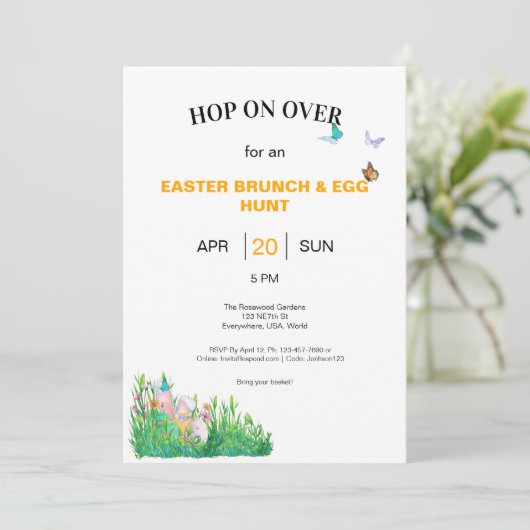 Osterbrunch & Eierjagd Einladung (Stehend Vorderseite)