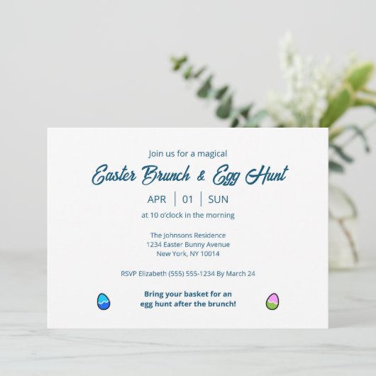 Osterbrunch & Eierjagd Einladung (Stehend Vorderseite)