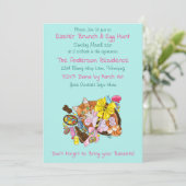 Osterbrunch & Eierjagd Katze Einladung (Stehend Vorderseite)