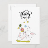 Osterbrunch & Eierjagd | Niedliche Ostern-Eier Einladungspostkarte (Vorne/Hinten)