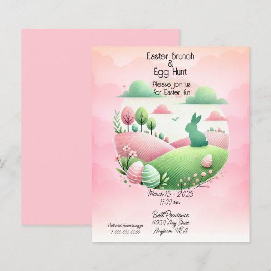 Osterbrunch & Eierjagd Rosa und Grün (Vorne/Hinten)