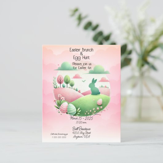 Osterbrunch & Eierjagd Rosa und Grün (Stehend Vorderseite)