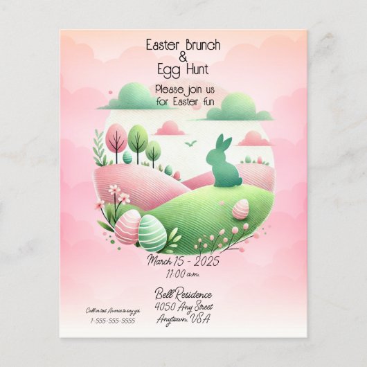 Osterbrunch & Eierjagd Rosa und Grün (Vorderseite)