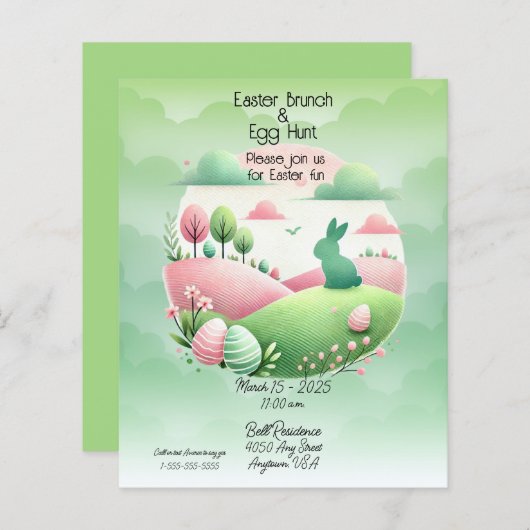 Osterbrunch & Eierjagd Rosa und Grün (Vorne/Hinten)