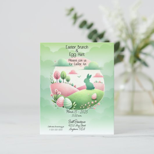 Osterbrunch & Eierjagd Rosa und Grün (Stehend Vorderseite)