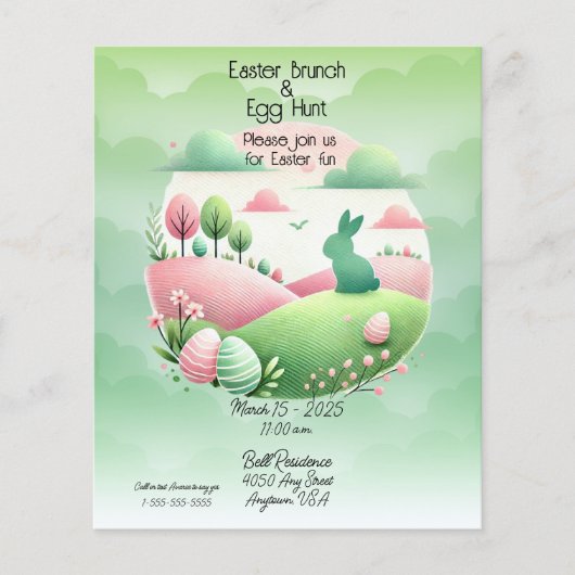 Osterbrunch & Eierjagd Rosa und Grün (Vorderseite)