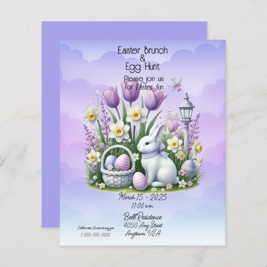 Osterbrunch & Eierjagd Weiß und Lila (Vorne/Hinten)