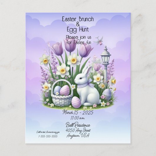 Osterbrunch & Eierjagd Weiß und Lila (Vorderseite)