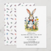 Osterbrunch & Eierjagd | Wildblume Bunny Einladung (Vorne/Hinten)