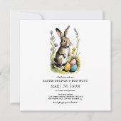 Osterbrunch & Eierjagd | Wildblume Bunny Einladung (Vorderseite)