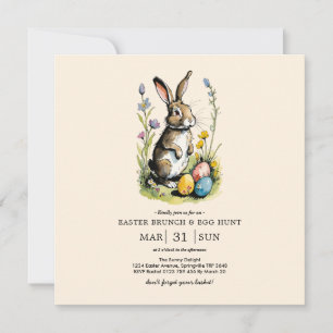 Osterbrunch & Eierjagd Wildblume Bunny Einladung