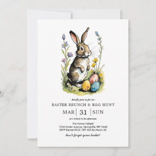 Osterbrunch & Eierjagd Wildblume Bunny Einladung