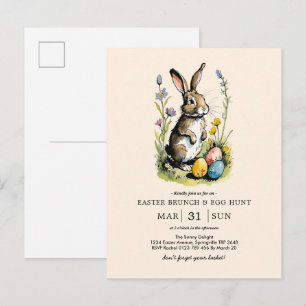 Osterbrunch & Eierjagd Wildblume Bunny Einladungspostkarte