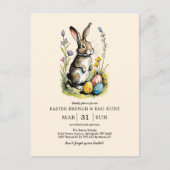 Osterbrunch & Eierjagd | Wildblume Bunny Einladungspostkarte (Vorderseite)