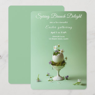 Osterbrunch-Einladung Florales Ei Frühling Elegant Einladung