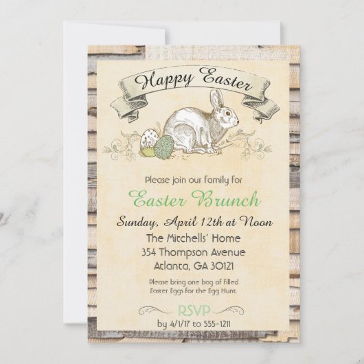 Osterbrunch Einladung Rabbit (Vorderseite)