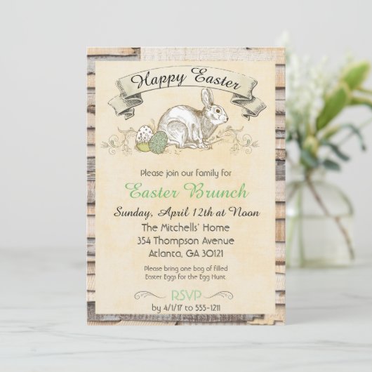 Osterbrunch Einladung Rabbit (Stehend Vorderseite)