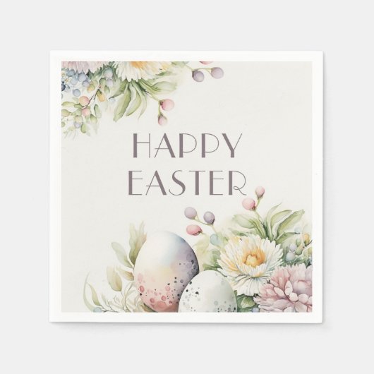 Osterbrunch. Elegante Aquarellblüte und Ei Serviette (Vorderseite)