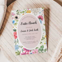Osterbrunch farbenfrohe Blumeneinladung Einladung