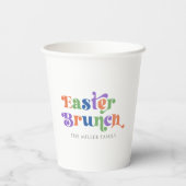 Osterbrunch - farbenfrohe Retro-Typografie Pappbecher (Rückseite)
