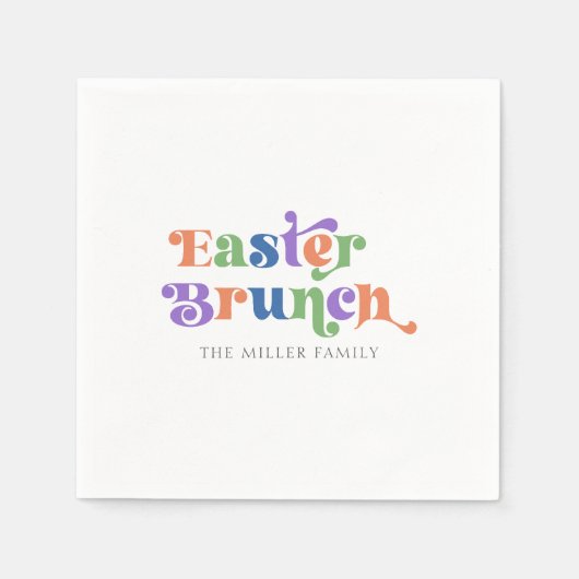 Osterbrunch - farbenfrohe Retro-Typografie Serviette (Vorderseite)