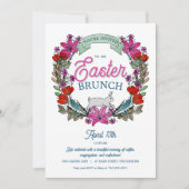 Osterbrunch Farbkranz und Sonnenschein Einladung (Vorderseite)