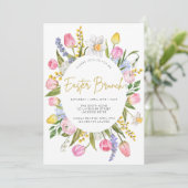 Osterbrunch Frühlingsflora Einladung (Stehend Vorderseite)