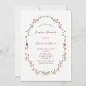 Osterbrunch Hand gezeichnet Blumenreath Einladung (Vorderseite)