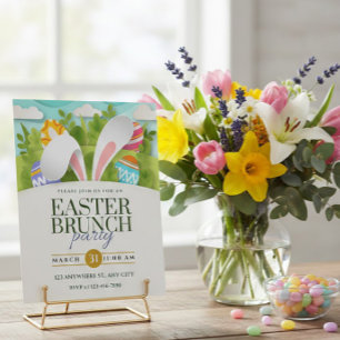 Osterbrunch mit Hasenohren – Ostereier-Brunch-Part Postkarte