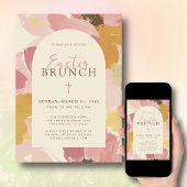 Osterbrunch Modernes rosa Blumenkreuz Christlich Einladung