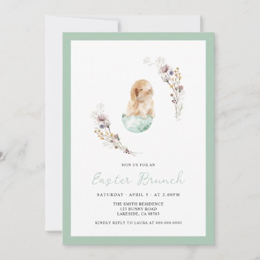 Osterbrunch Niedlich Bunny Einladung (Vorderseite)