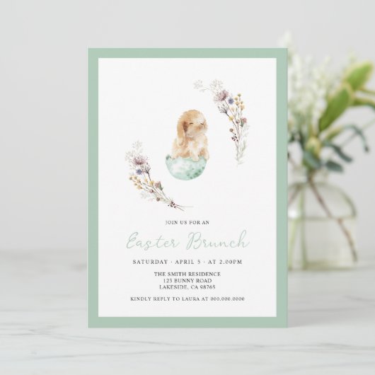 Osterbrunch Niedlich Bunny Einladung (Stehend Vorderseite)