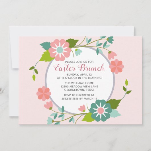 Osterbrunch Niedlich rosa Blumenkohl Party Einladung (Vorderseite)