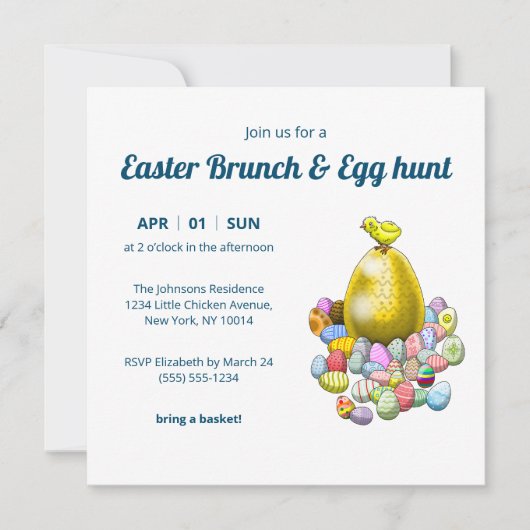 Osterbrunch & Ostereiersuche Einladung (Vorderseite)