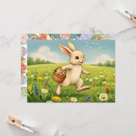 Osterbrunch & Ostereiersuche Frühlingswiese Hase Einladung