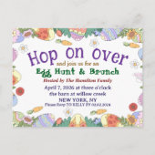 Osterbrunch & Ostereiersuche Frühlingswiese Hase Einladungspostkarte (Rückseite)