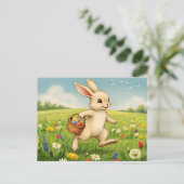 Osterbrunch & Ostereiersuche Frühlingswiese Hase Einladungspostkarte (Stehend Vorderseite)