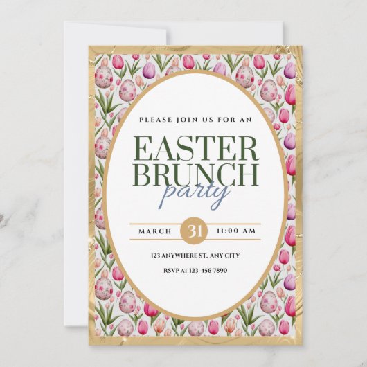 Osterbrunch Party Floral und Eier Ankündigung (Vorderseite)