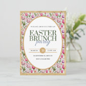 Osterbrunch Party Floral und Eier Ankündigung (Stehend Vorderseite)