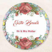 Osterbrunch Rustikale Rose Eier Kranz Blüte Runder Pappuntersetzer (Vorderseite)
