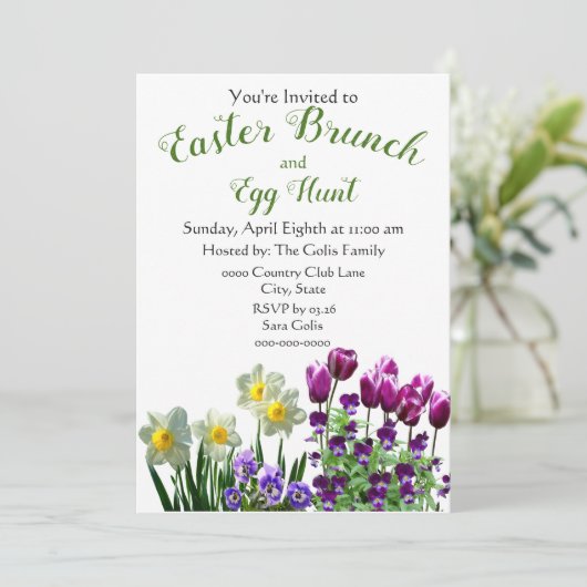 Osterbrunch und Ei-Hunt Einladung (Stehend Vorderseite)