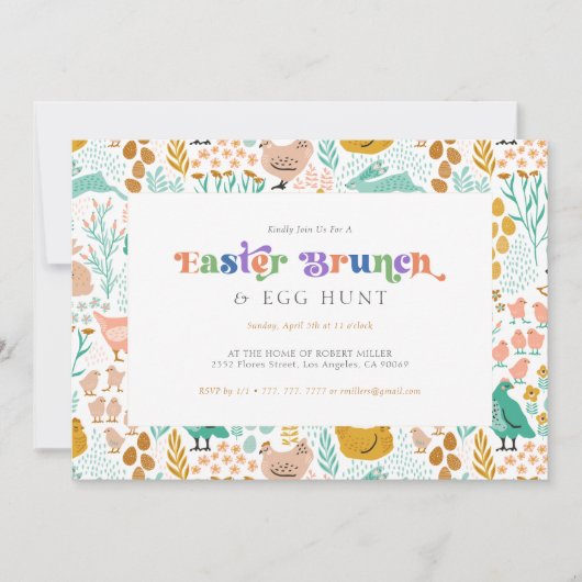 Osterbrunch und Ei-Jagd Retro-Typografie Einladung (Vorderseite)