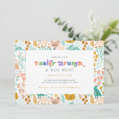 Osterbrunch und Ei-Jagd Retro-Typografie Einladung (Stehend Vorderseite)