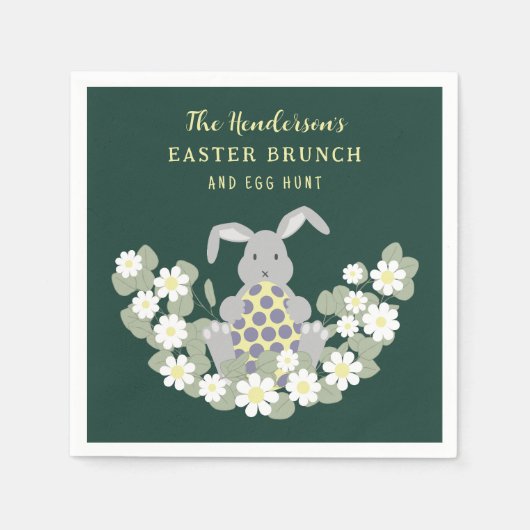 Osterbrunch und Eierjagd Bunny Floral Serviette (Vorderseite)