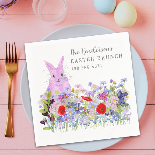 Osterbrunch und Eierjagd Bunny Floral Serviette