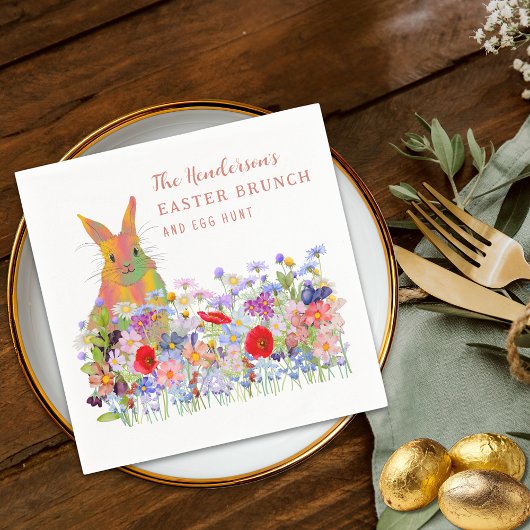 Osterbrunch und Eierjagd Bunny Floral Serviette