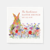 Osterbrunch und Eierjagd Bunny Floral Serviette (Vorderseite)