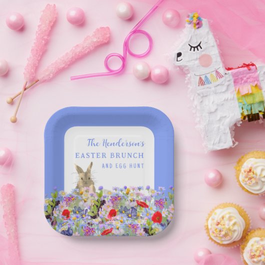 Osterbrunch und Eierjagd Bunny Spring Floral Pappteller (Party)
