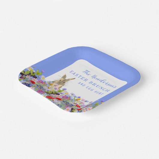 Osterbrunch und Eierjagd Bunny Spring Floral Pappteller (Gewinkelt)