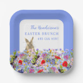 Osterbrunch und Eierjagd Bunny Spring Floral Pappteller (Vorderseite)